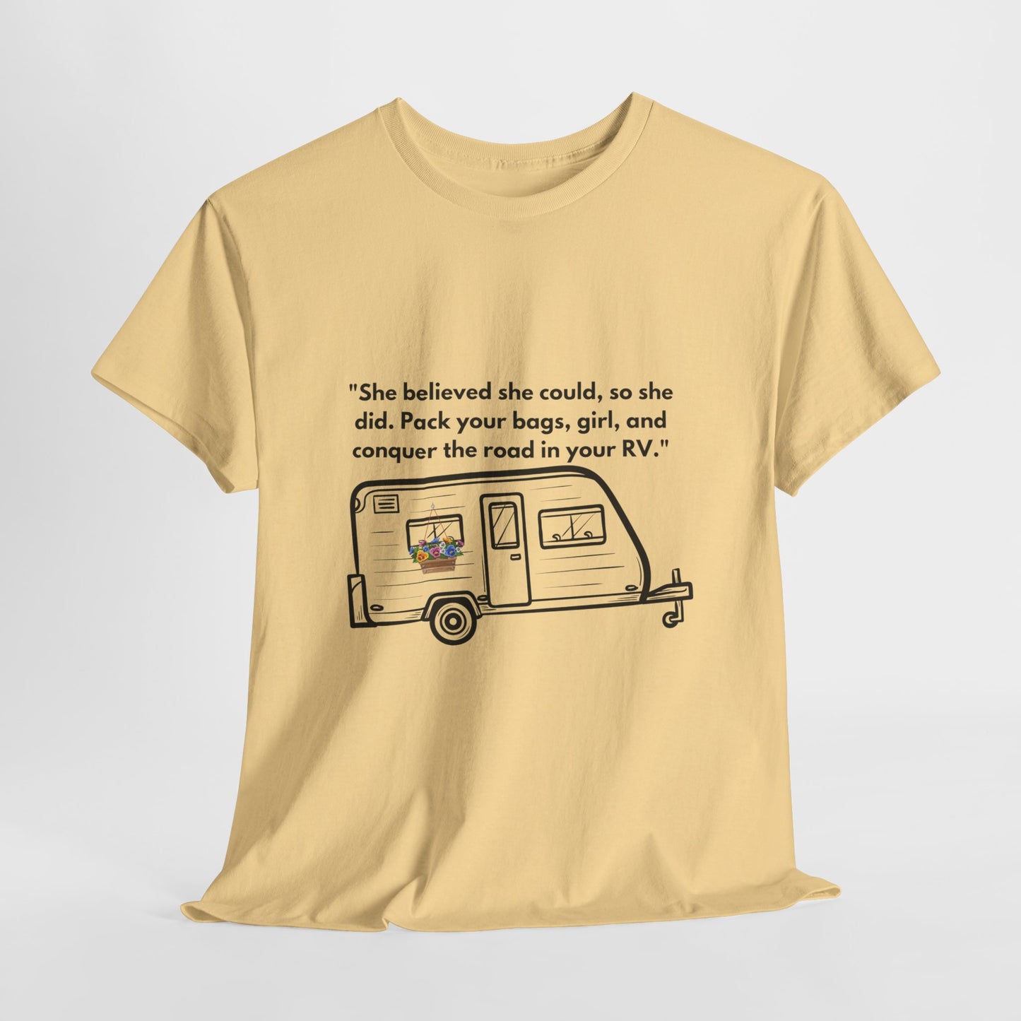 She Believed She Could Go Solo RVing Light Colors Unisex Heavy Cotton Tee