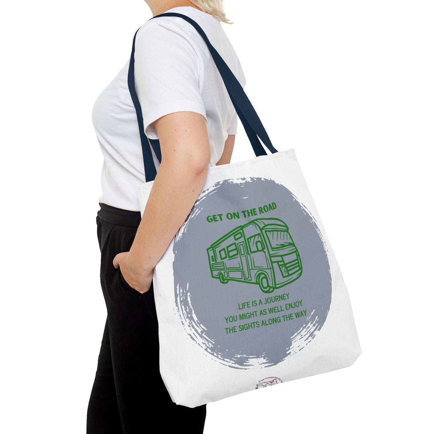 Get the Road  Life is a Journey White Tote Bag (AOP)