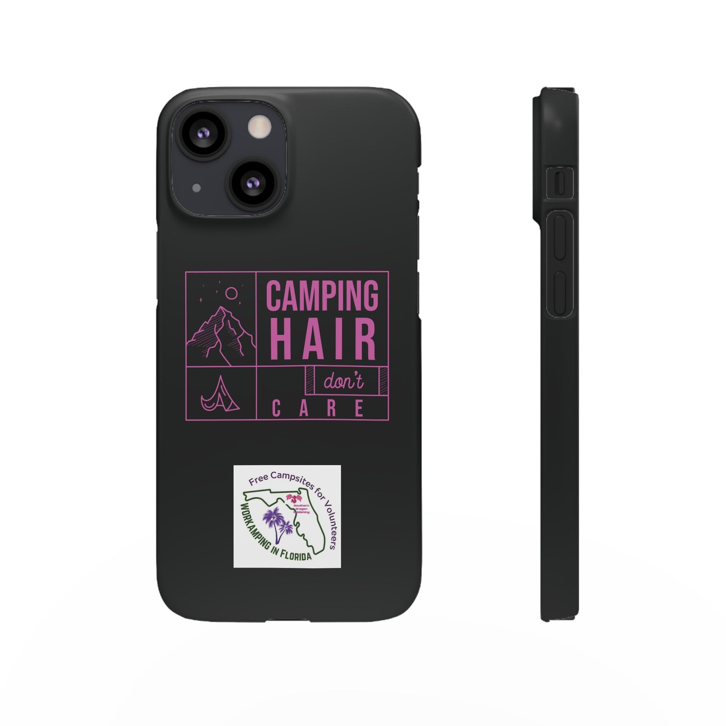 Camp Hair Dont Care iPhone and Samsung Black Cellphone Snap Cases