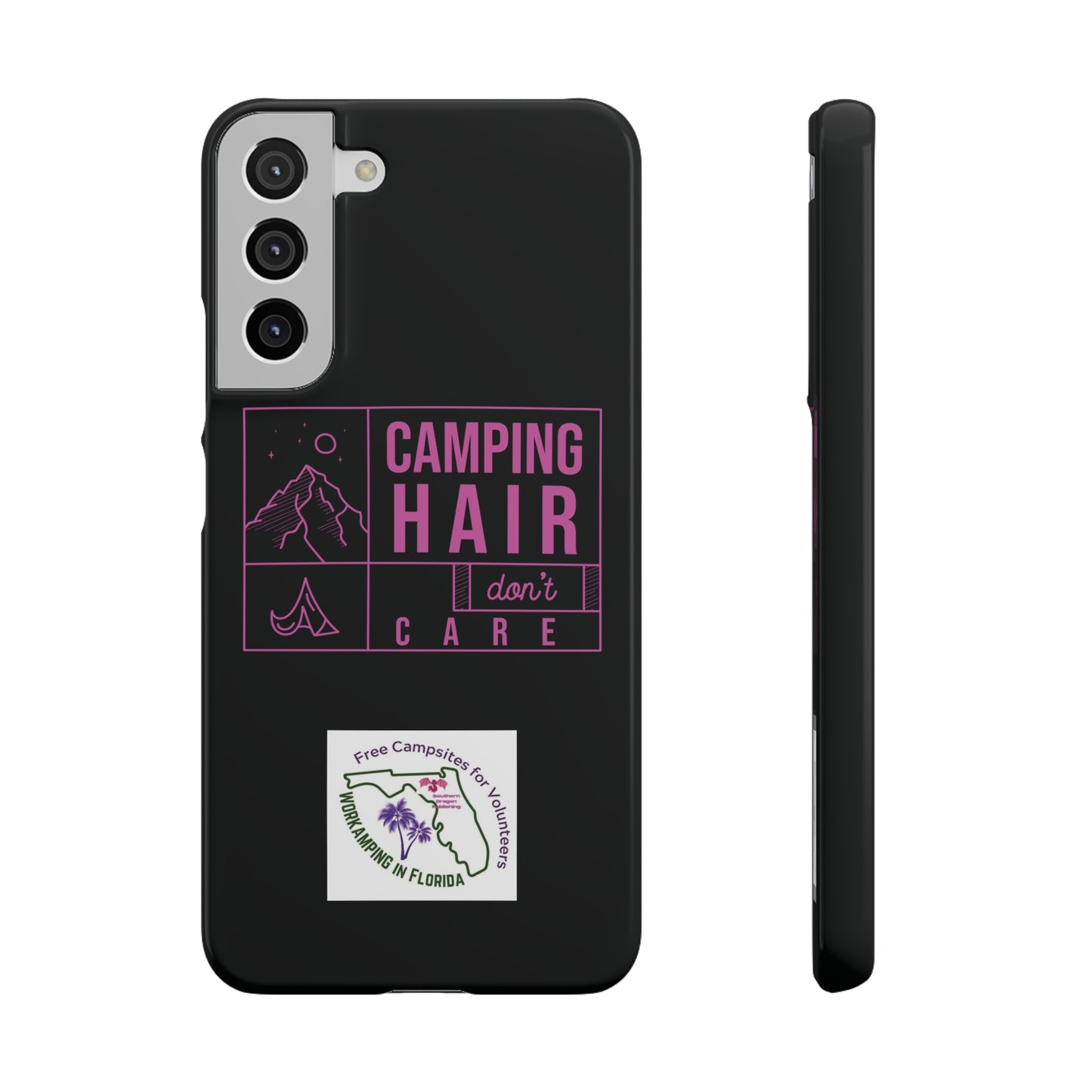 Camp Hair Dont Care iPhone and Samsung Black Cellphone Snap Cases