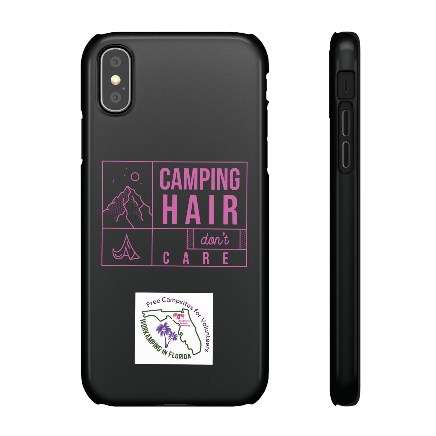 Camp Hair Dont Care iPhone and Samsung Black Cellphone Snap Cases