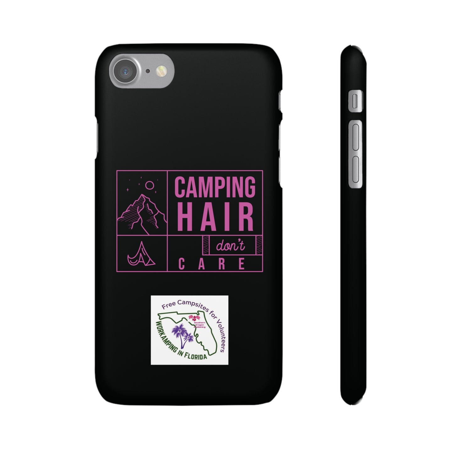 Camp Hair Dont Care iPhone and Samsung Black Cellphone Snap Cases