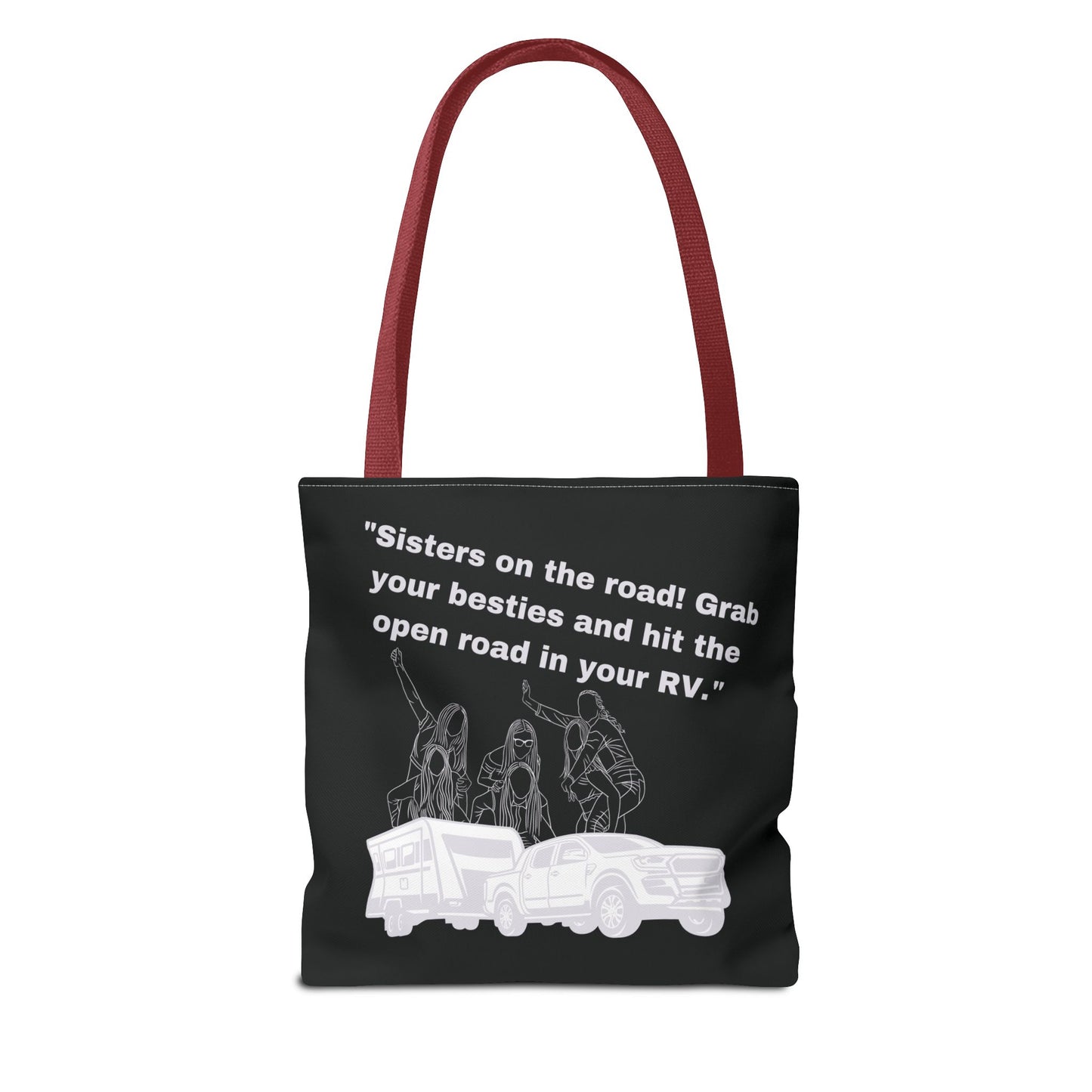 Sister on the Road RVing Black Tote Bag (AOP)