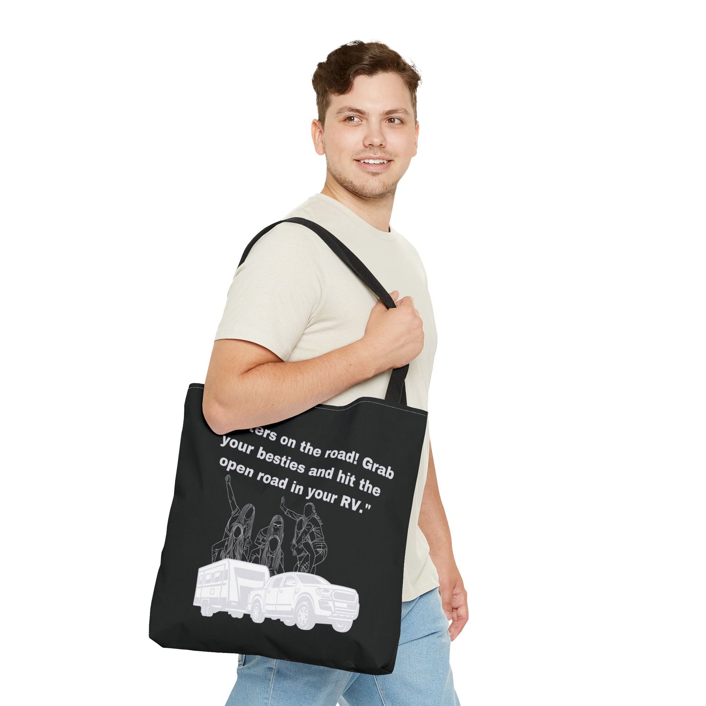 Sister on the Road RVing Black Tote Bag (AOP)