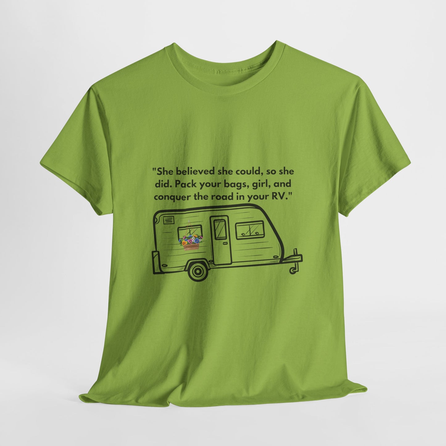 She Believed She Could Go Solo RVing Light Colors Unisex Heavy Cotton Tee