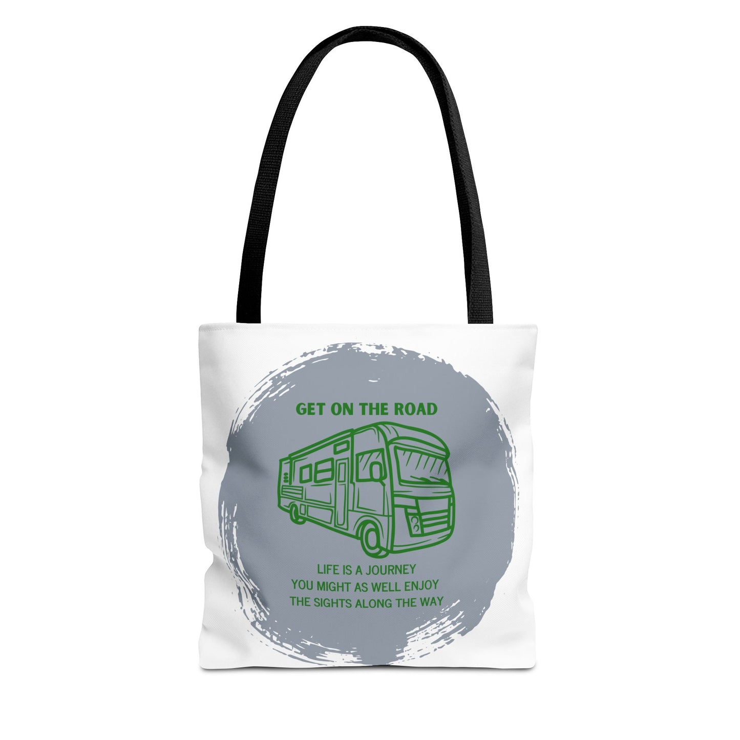 Get the Road  Life is a Journey White Tote Bag (AOP)