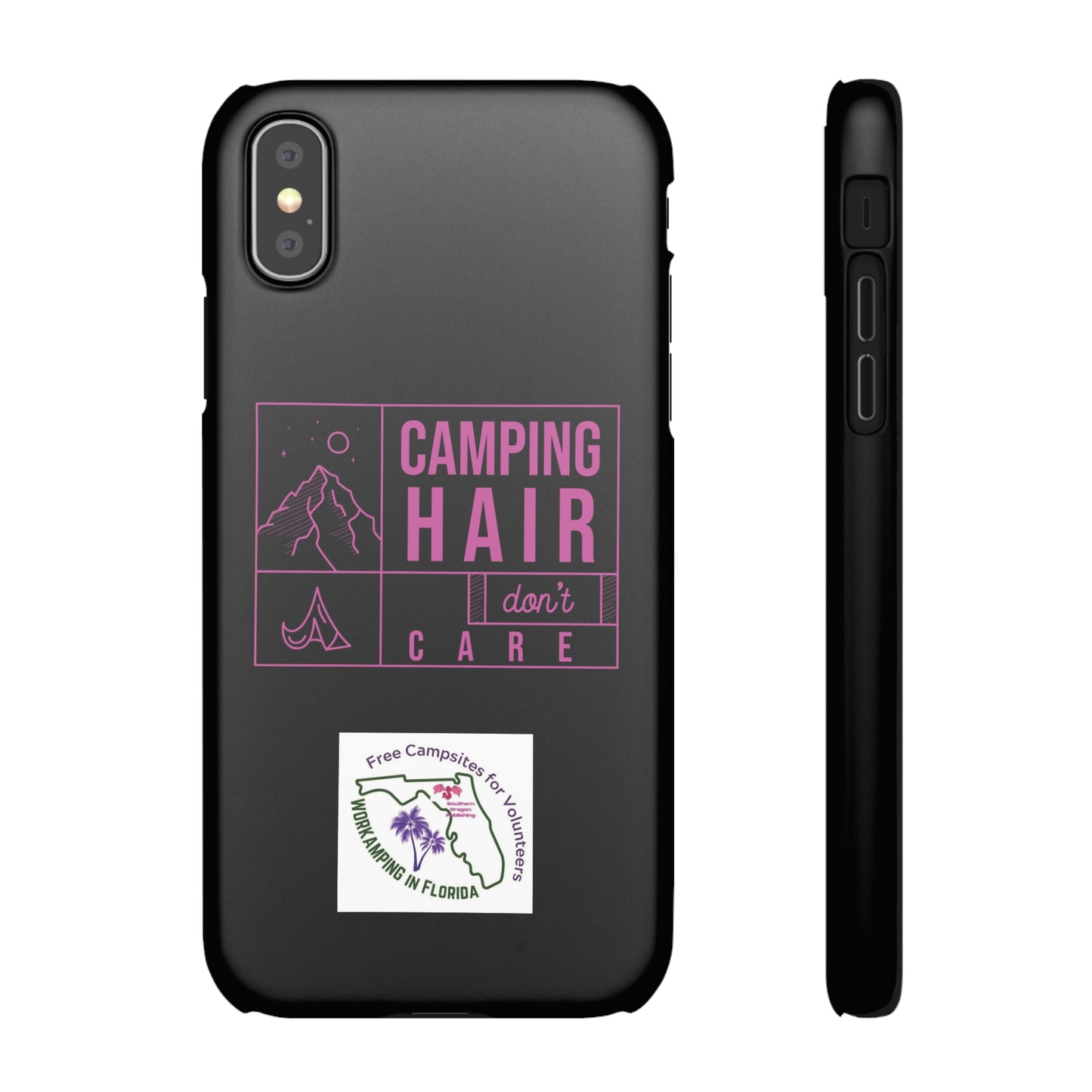 Camp Hair Dont Care iPhone and Samsung Black Cellphone Snap Cases