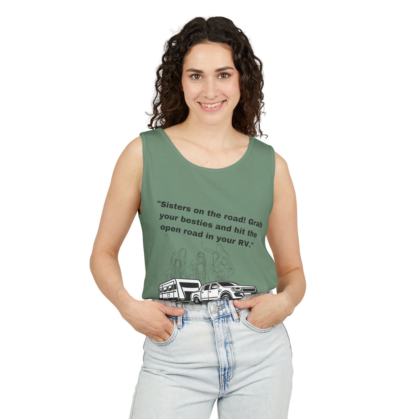 Sisters Hit the Road RVing Unisex Garment-Dyed Tank Top