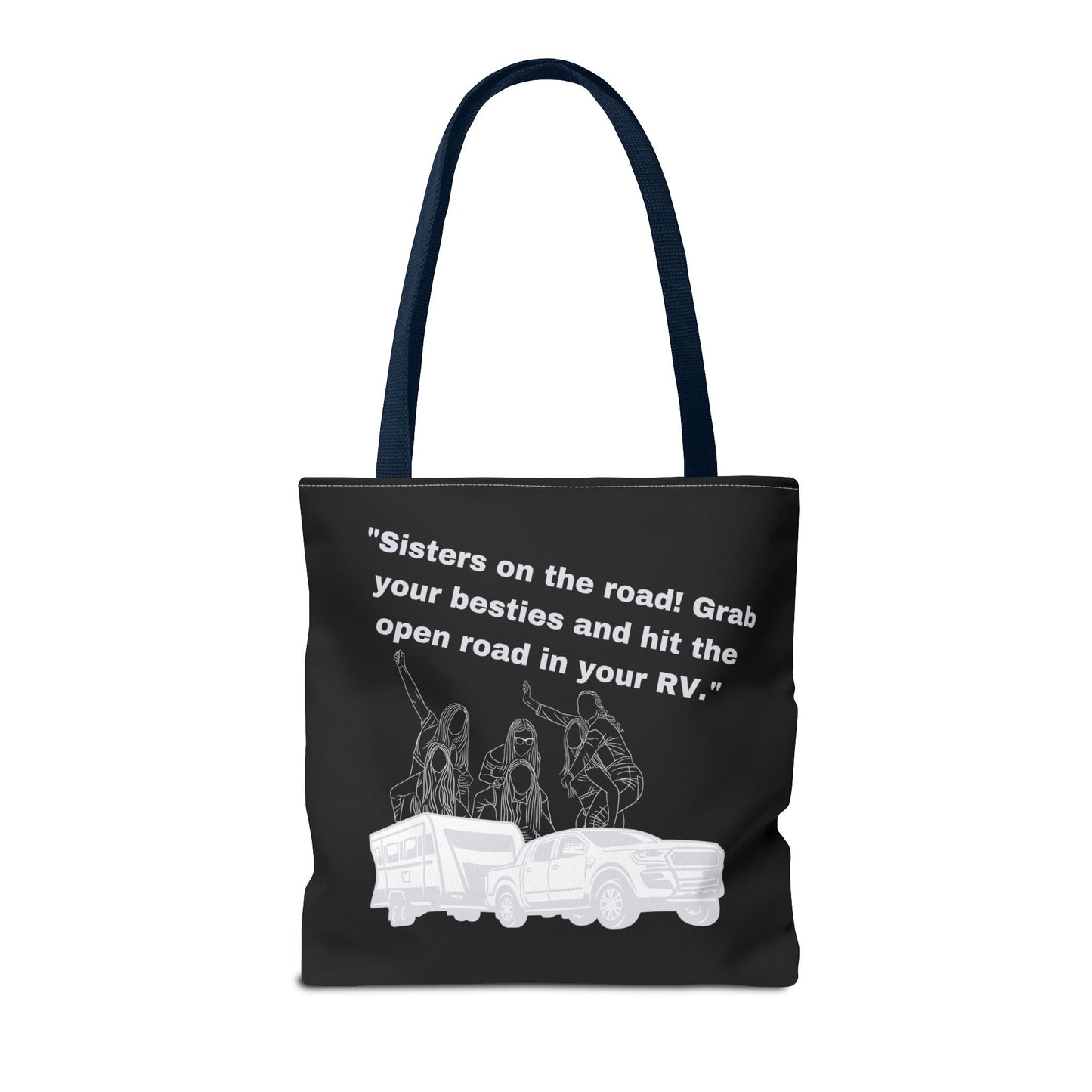 Sister on the Road RVing Black Tote Bag (AOP)