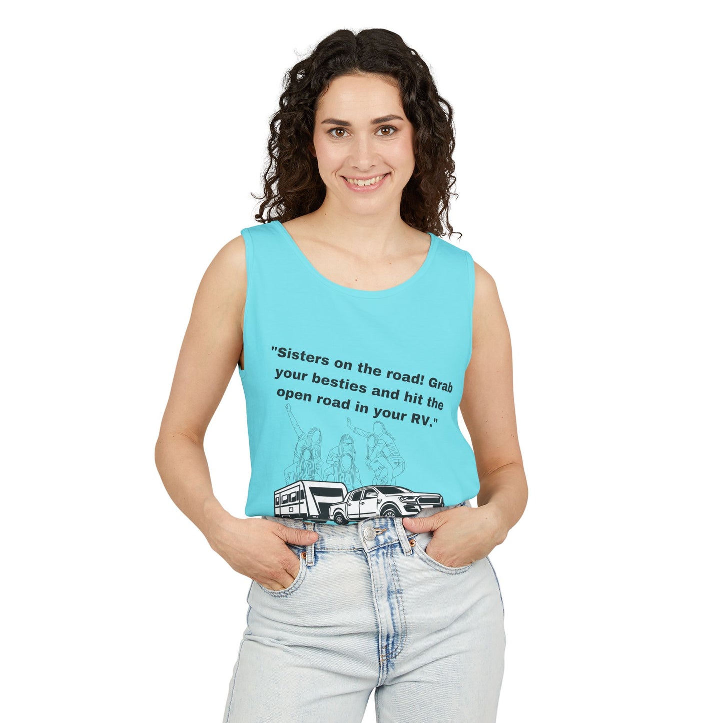 Sisters Hit the Road RVing Unisex Garment-Dyed Tank Top