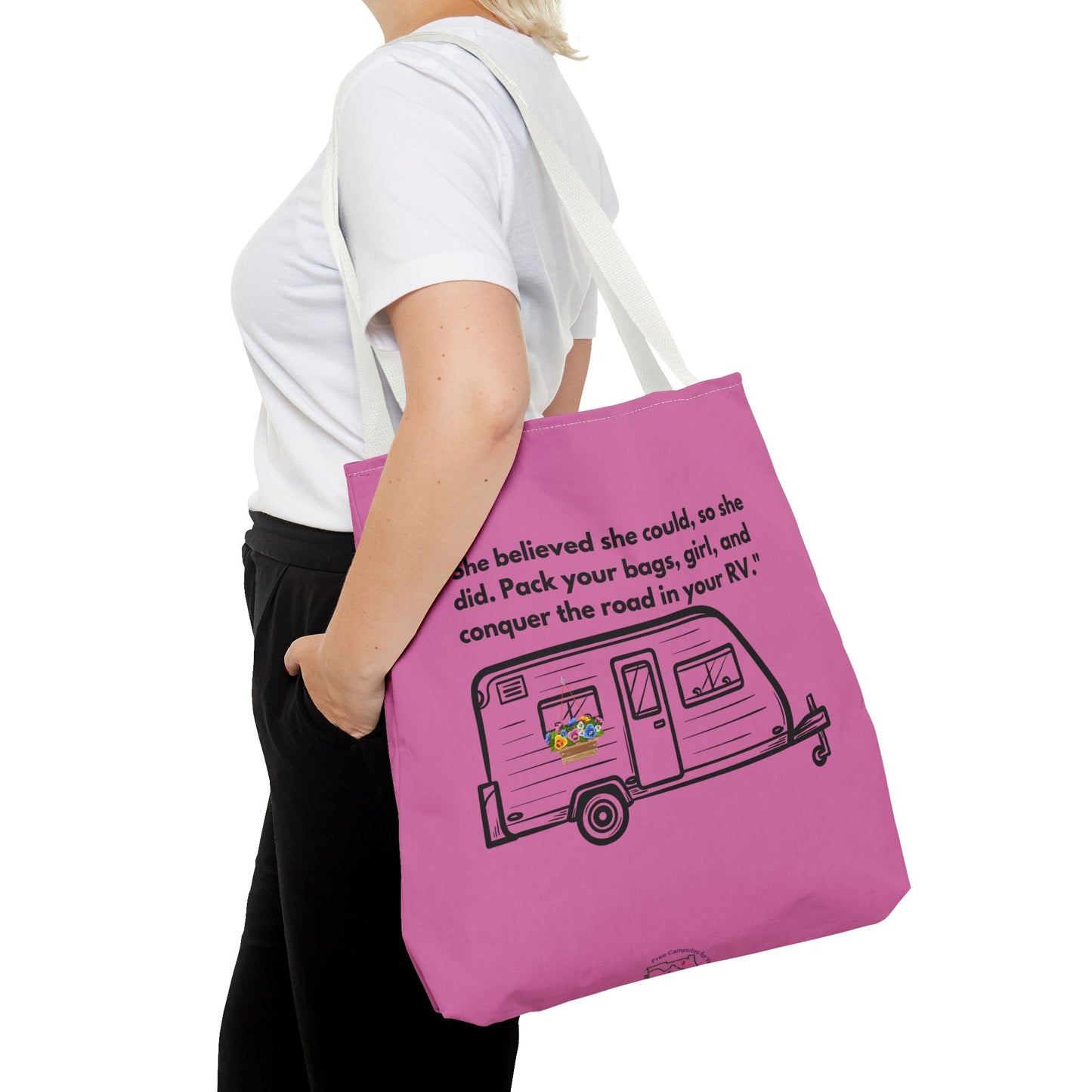 She Believed She Could Go RVing Pink Tote Bag (AOP)