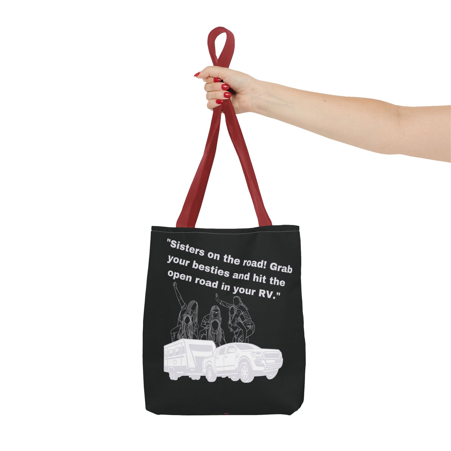 Sister on the Road RVing Black Tote Bag (AOP)