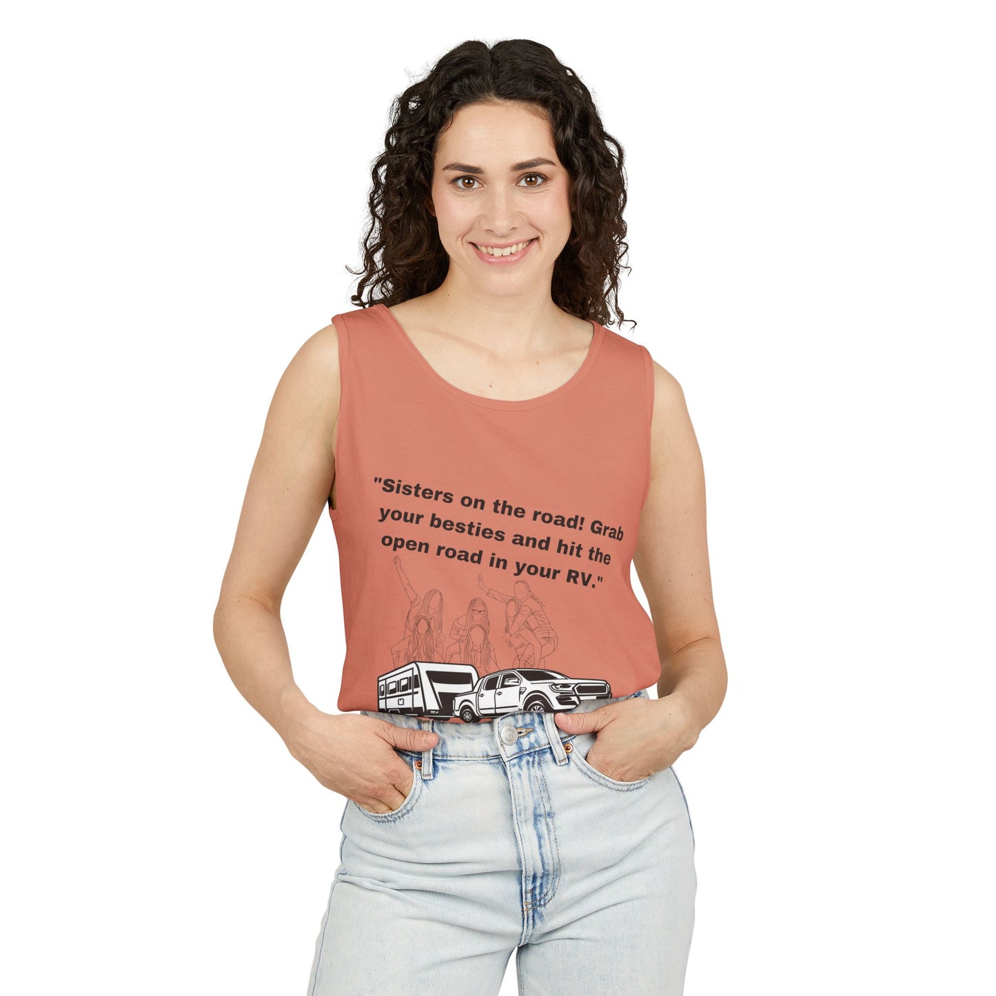 Sisters Hit the Road RVing Unisex Garment-Dyed Tank Top