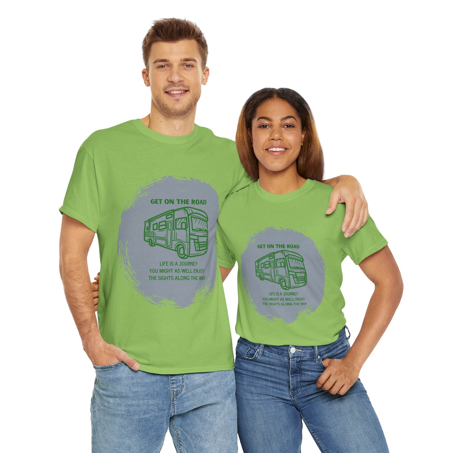 Get on the Road Life Is a Journey Unisex Heavy Cotton Tee