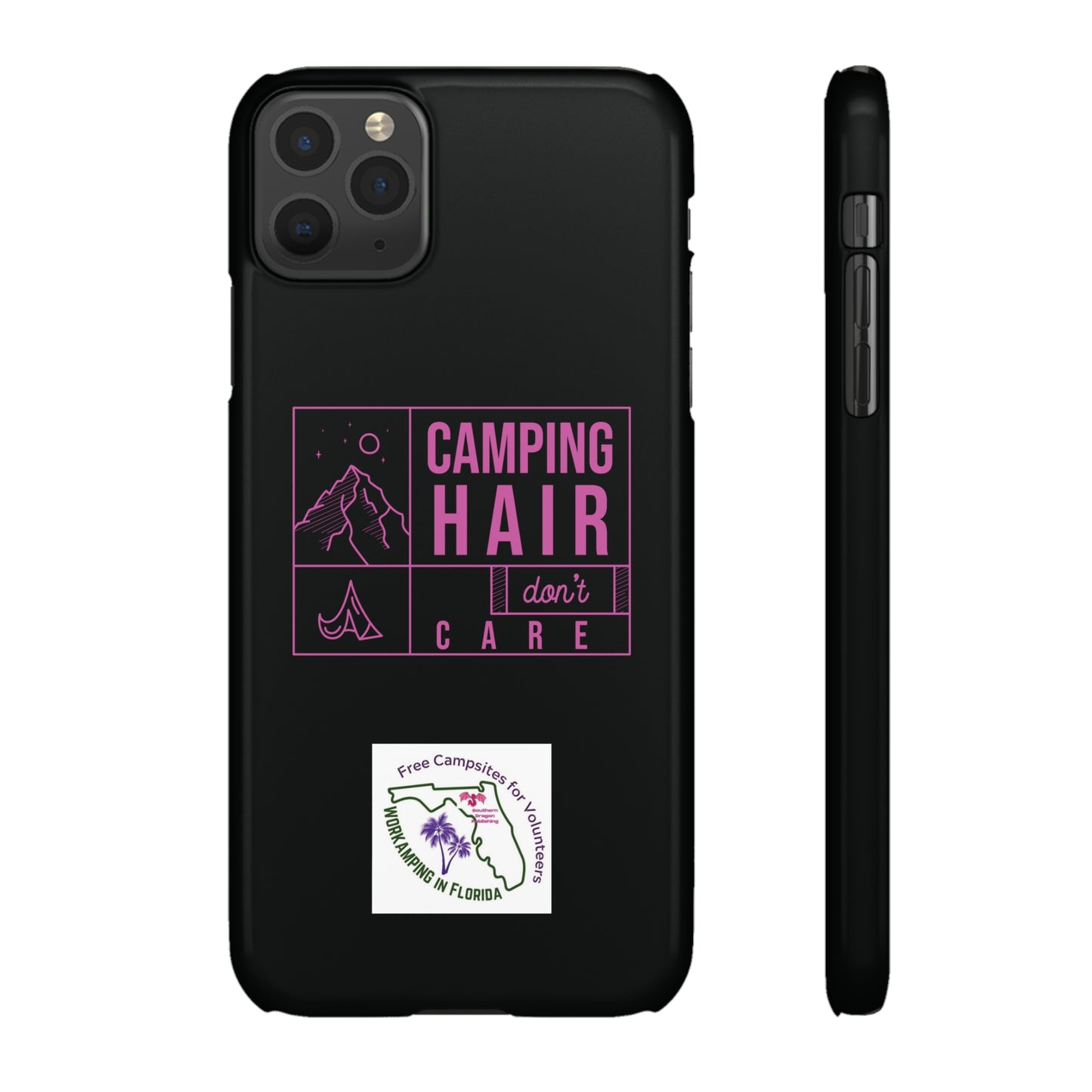 Camp Hair Dont Care iPhone and Samsung Black Cellphone Snap Cases