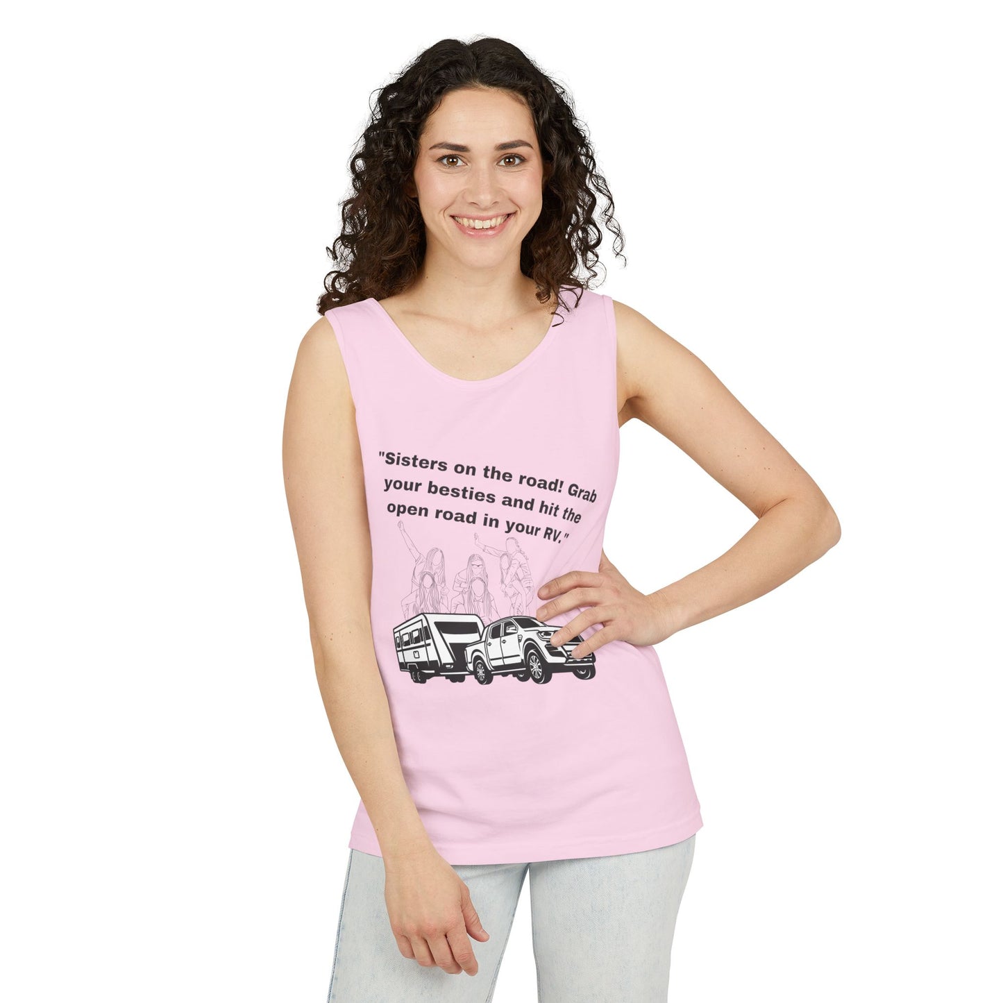 Sisters Hit the Road RVing Unisex Garment-Dyed Tank Top