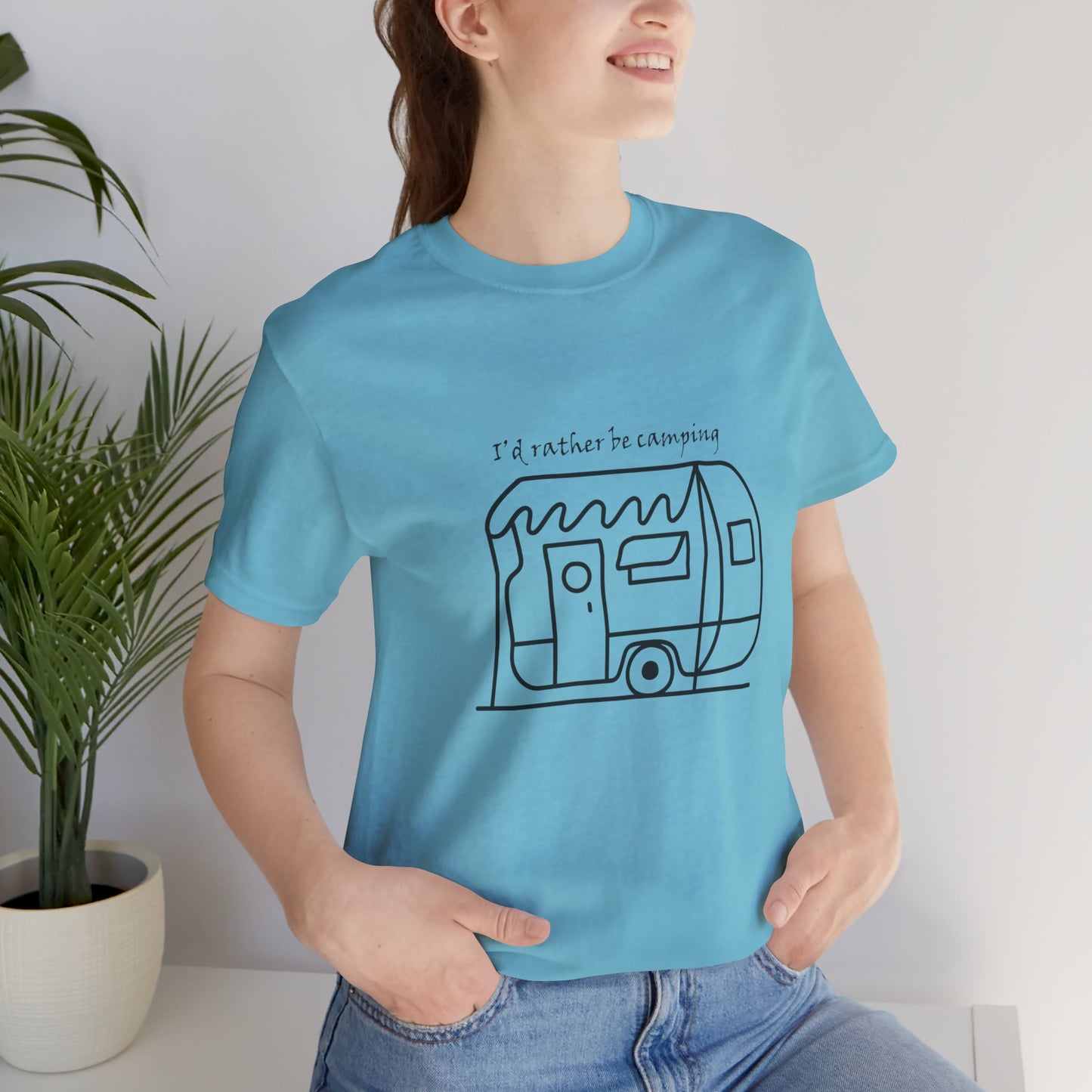 I'd Rather Be Camping - Unisex Jersey Short Sleeve Tee