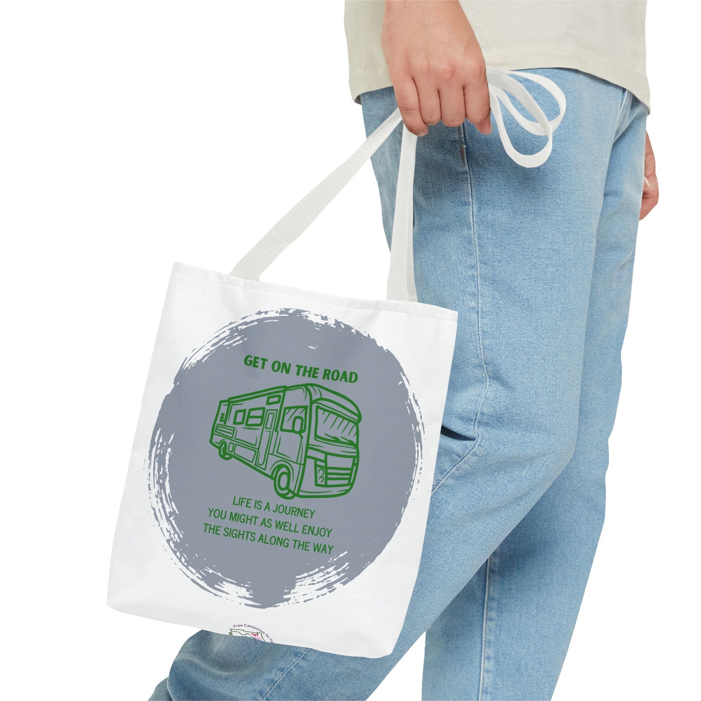 Get the Road  Life is a Journey White Tote Bag (AOP)