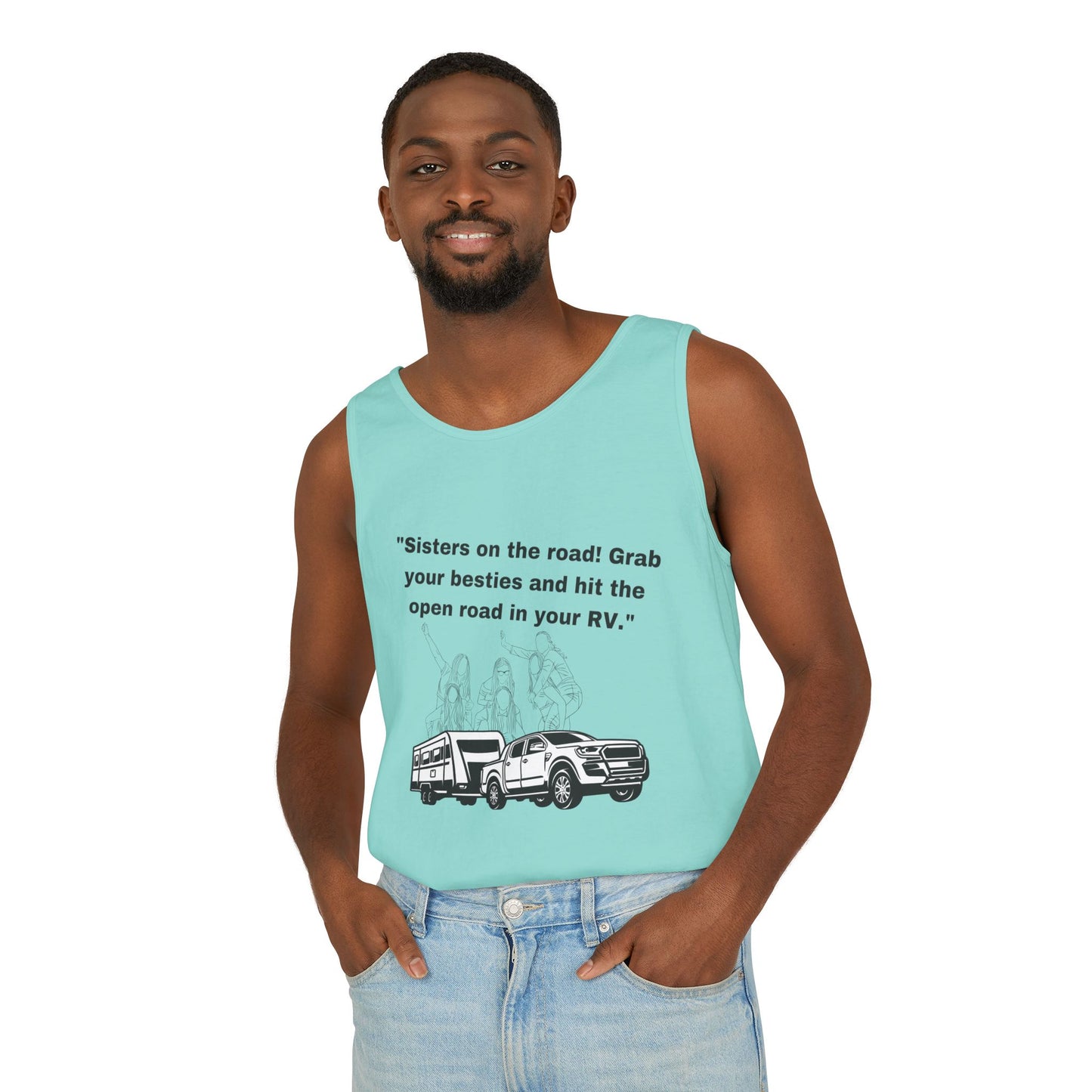 Sisters Hit the Road RVing Unisex Garment-Dyed Tank Top