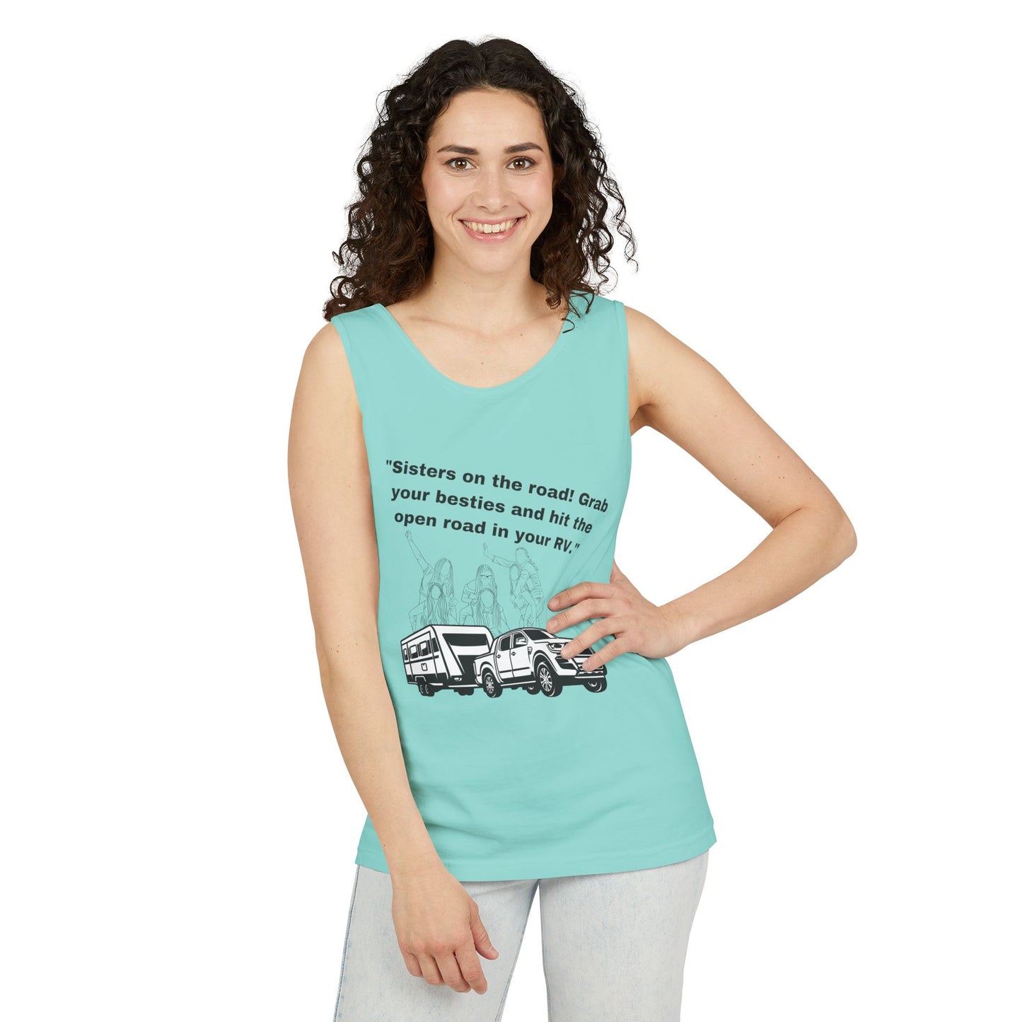 Sisters Hit the Road RVing Unisex Garment-Dyed Tank Top