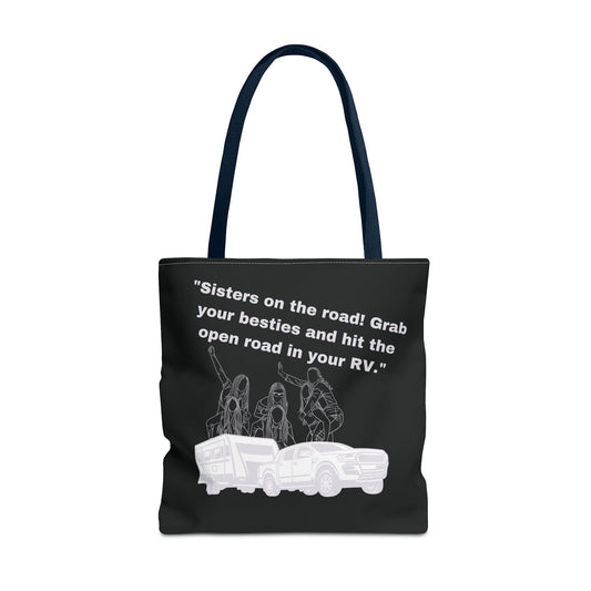 Sister on the Road RVing Black Tote Bag (AOP)