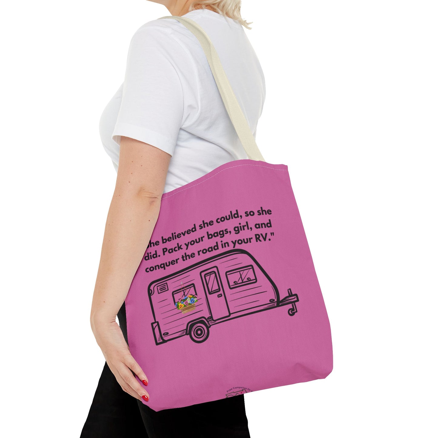 She Believed She Could Go RVing Pink Tote Bag (AOP)