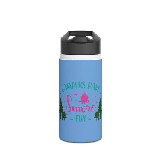 Campers Have Smore Fun Stainless Steel Blue Water Bottle-Standard-Lid