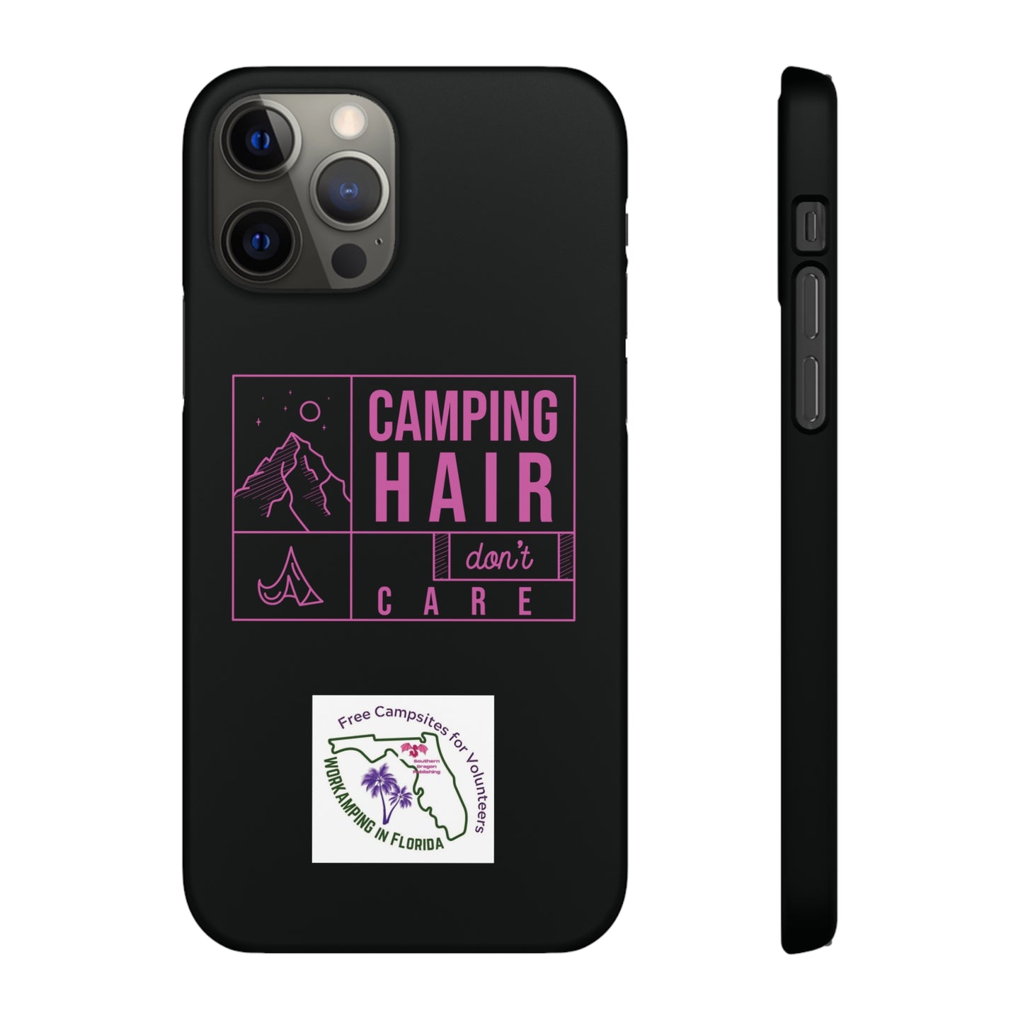 Camp Hair Dont Care iPhone and Samsung Black Cellphone Snap Cases