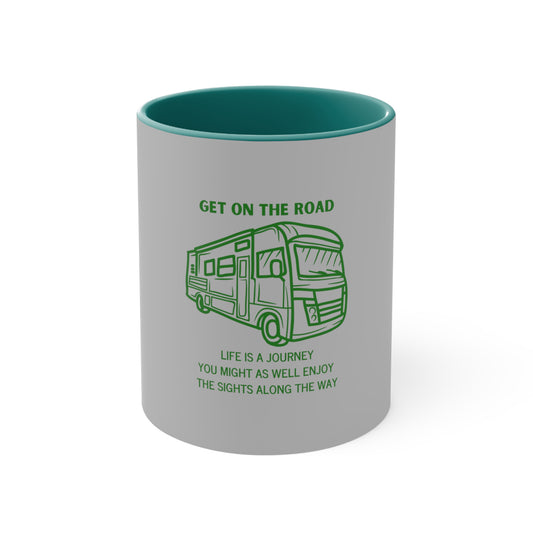 Get On The Road Life is a Journey 11oz Accent Mug