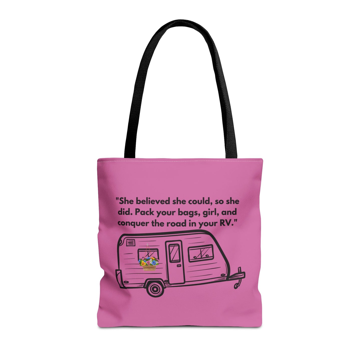 She Believed She Could Go RVing Pink Tote Bag (AOP)