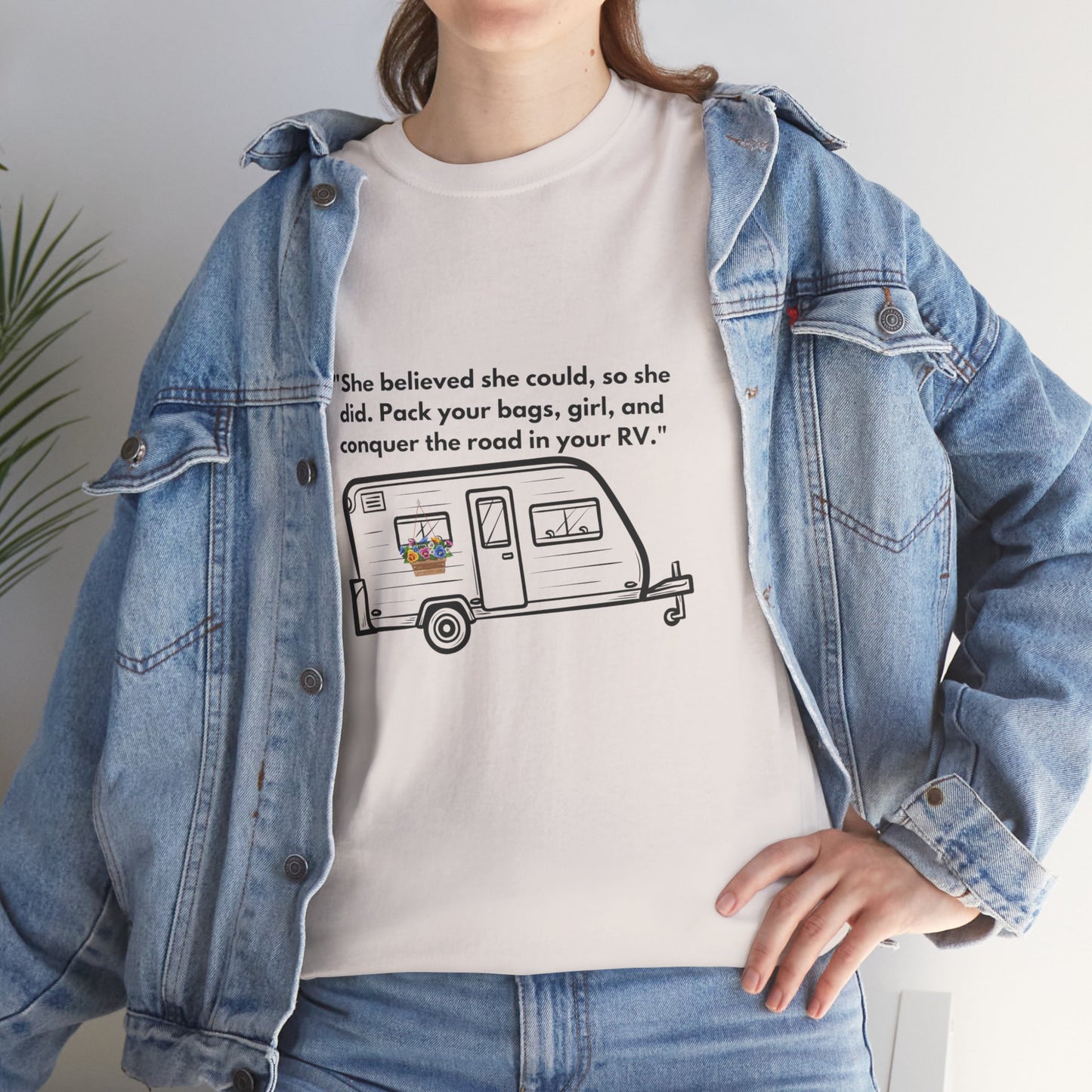 She Believed She Could Go Solo RVing Light Colors Unisex Heavy Cotton Tee