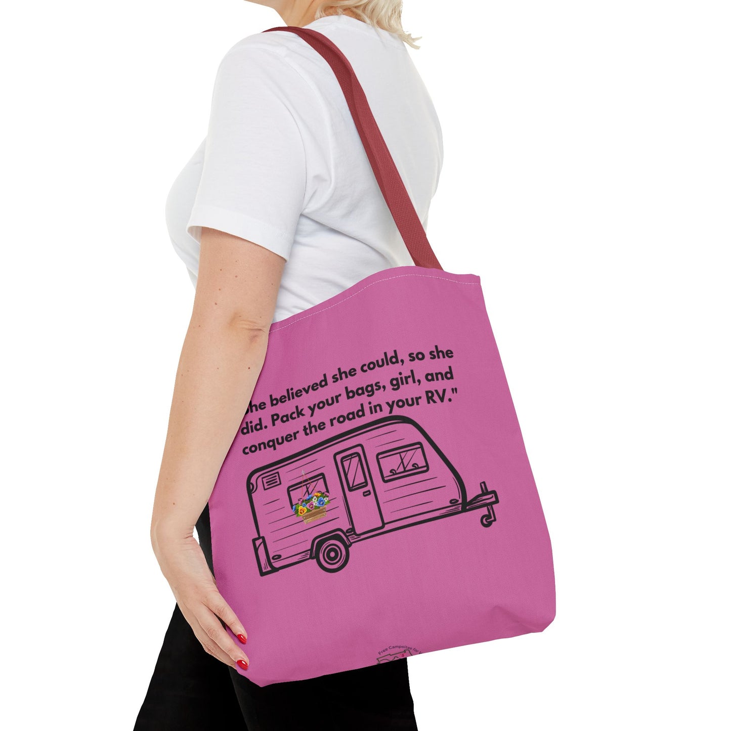 She Believed She Could Go RVing Pink Tote Bag (AOP)