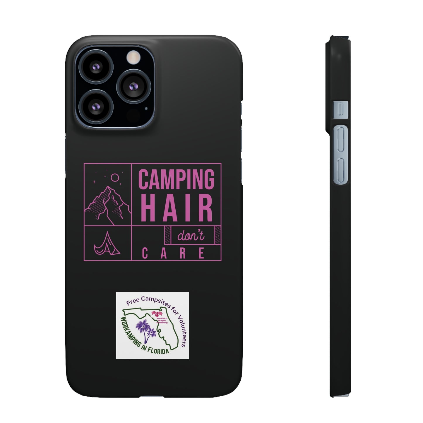 Camp Hair Dont Care iPhone and Samsung Black Cellphone Snap Cases