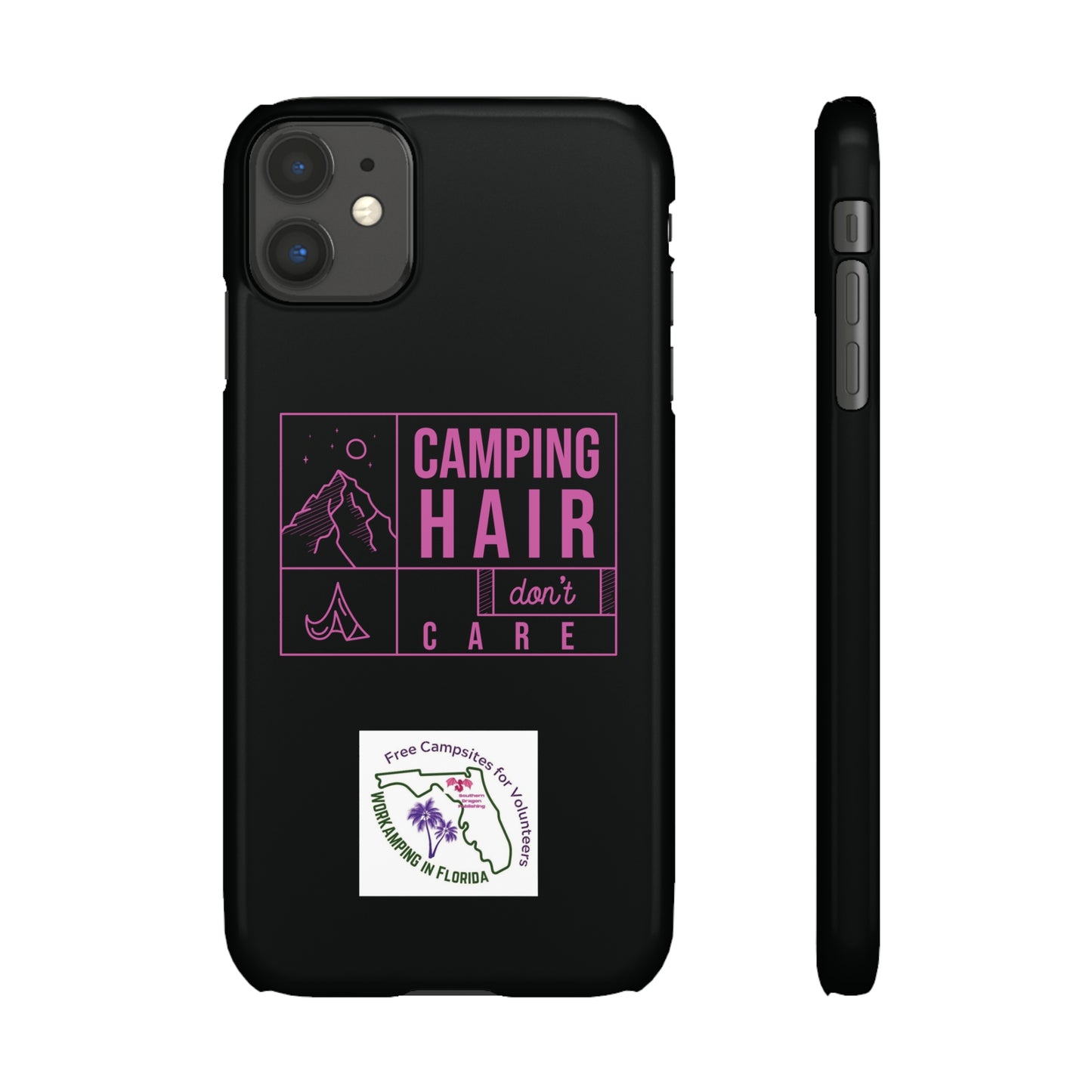 Camp Hair Dont Care iPhone and Samsung Black Cellphone Snap Cases