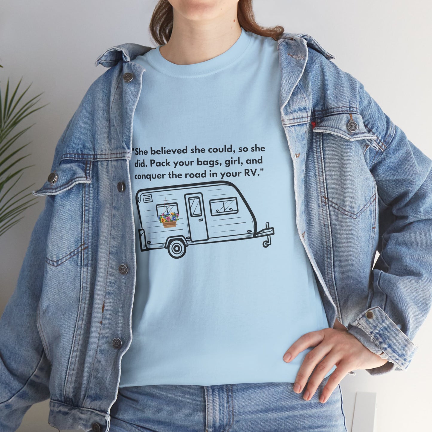 She Believed She Could Go Solo RVing Light Colors Unisex Heavy Cotton Tee