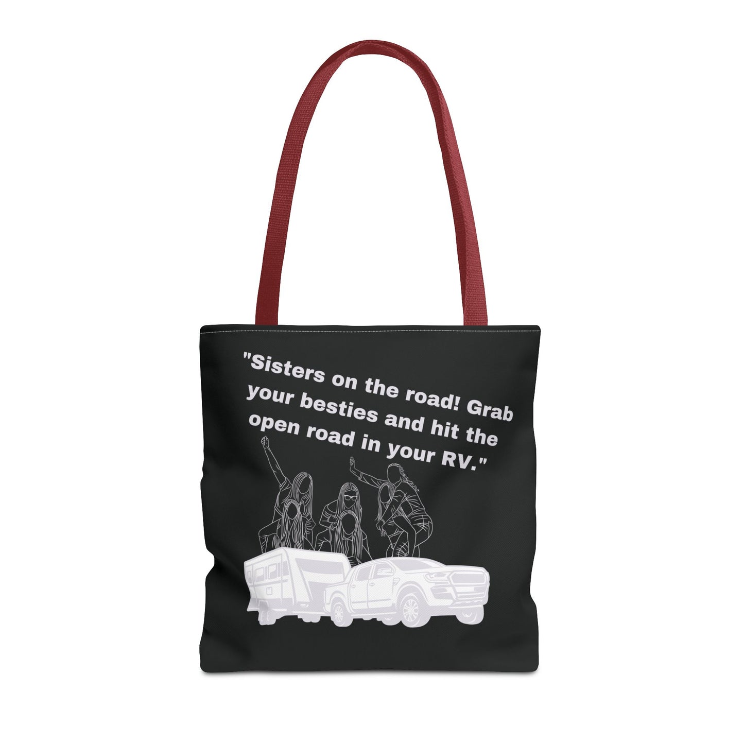 Sister on the Road RVing Black Tote Bag (AOP)