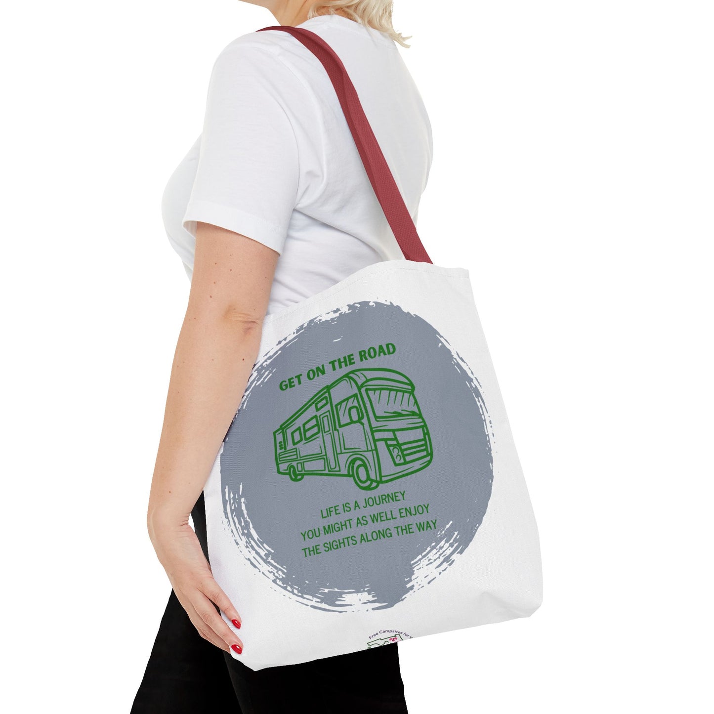 Get the Road  Life is a Journey White Tote Bag (AOP)