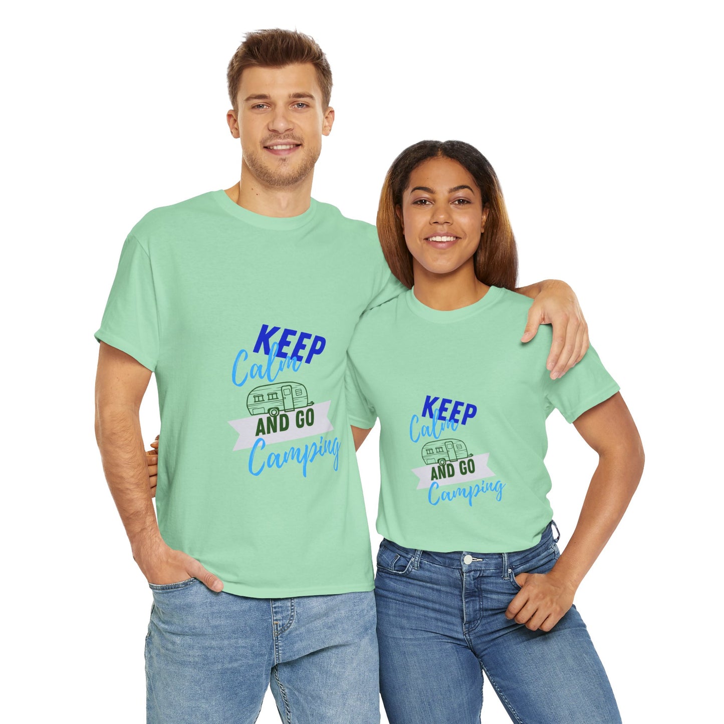 Keep Calm and Go Camping Unisex Heavy Cotton Tee