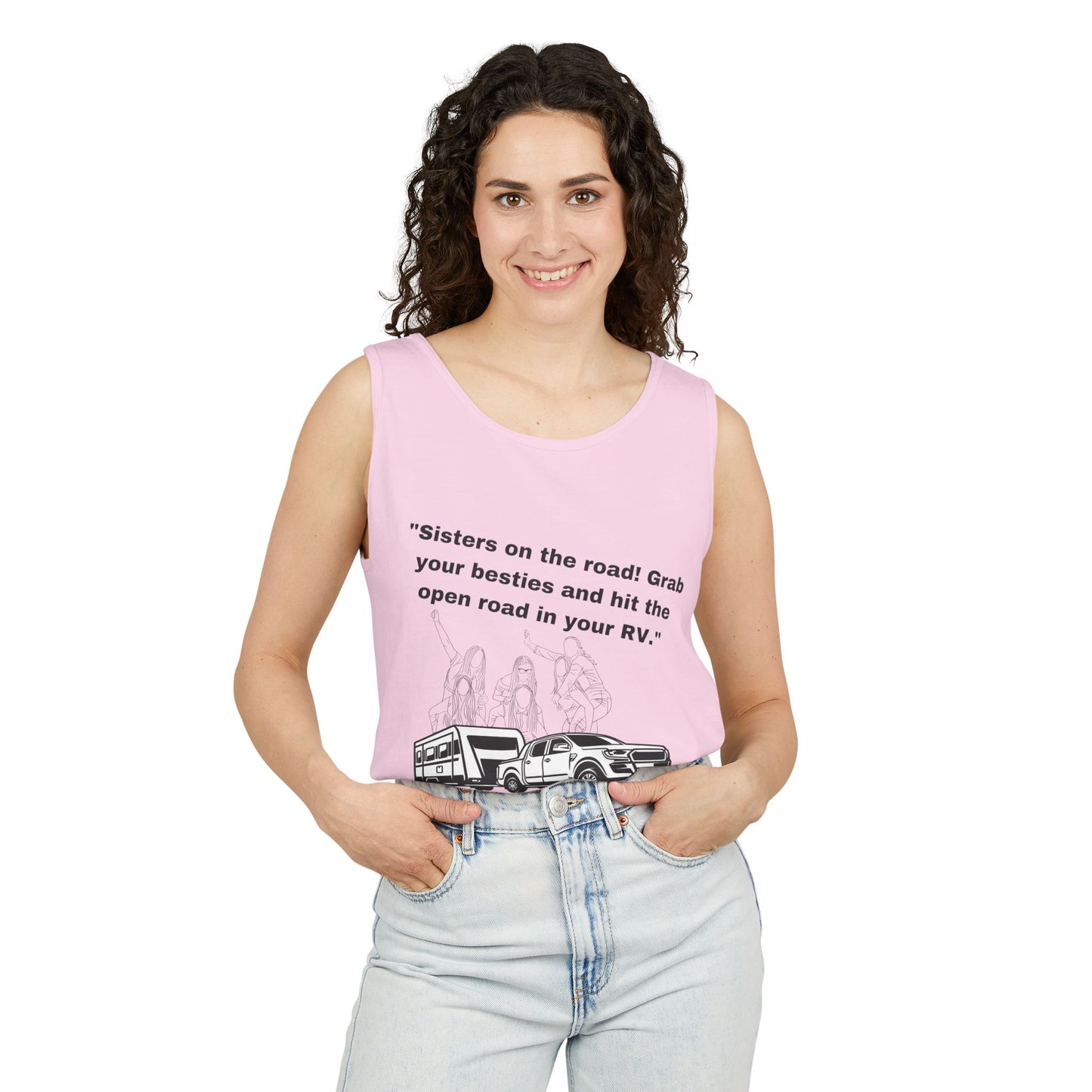 Sisters Hit the Road RVing Unisex Garment-Dyed Tank Top