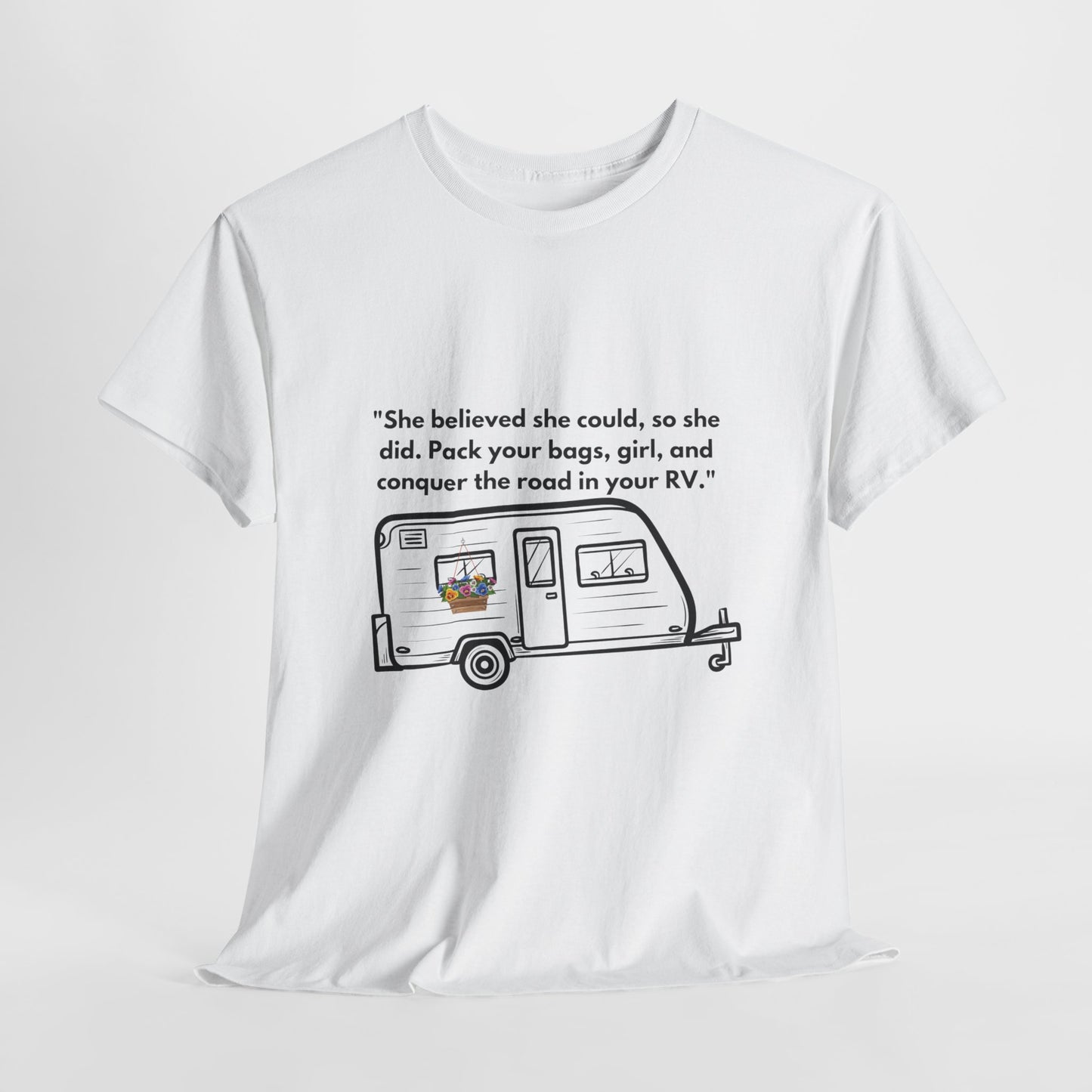 She Believed She Could Go Solo RVing Light Colors Unisex Heavy Cotton Tee