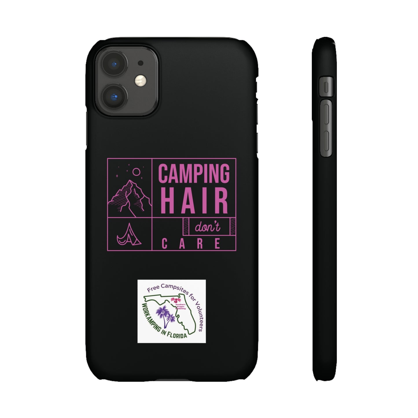 Camp Hair Dont Care iPhone and Samsung Black Cellphone Snap Cases