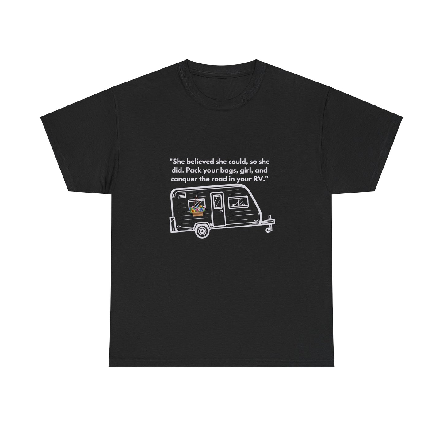 She Believed She Could Go RVing Solo Dark Colors Unisex Heavy Cotton Tee