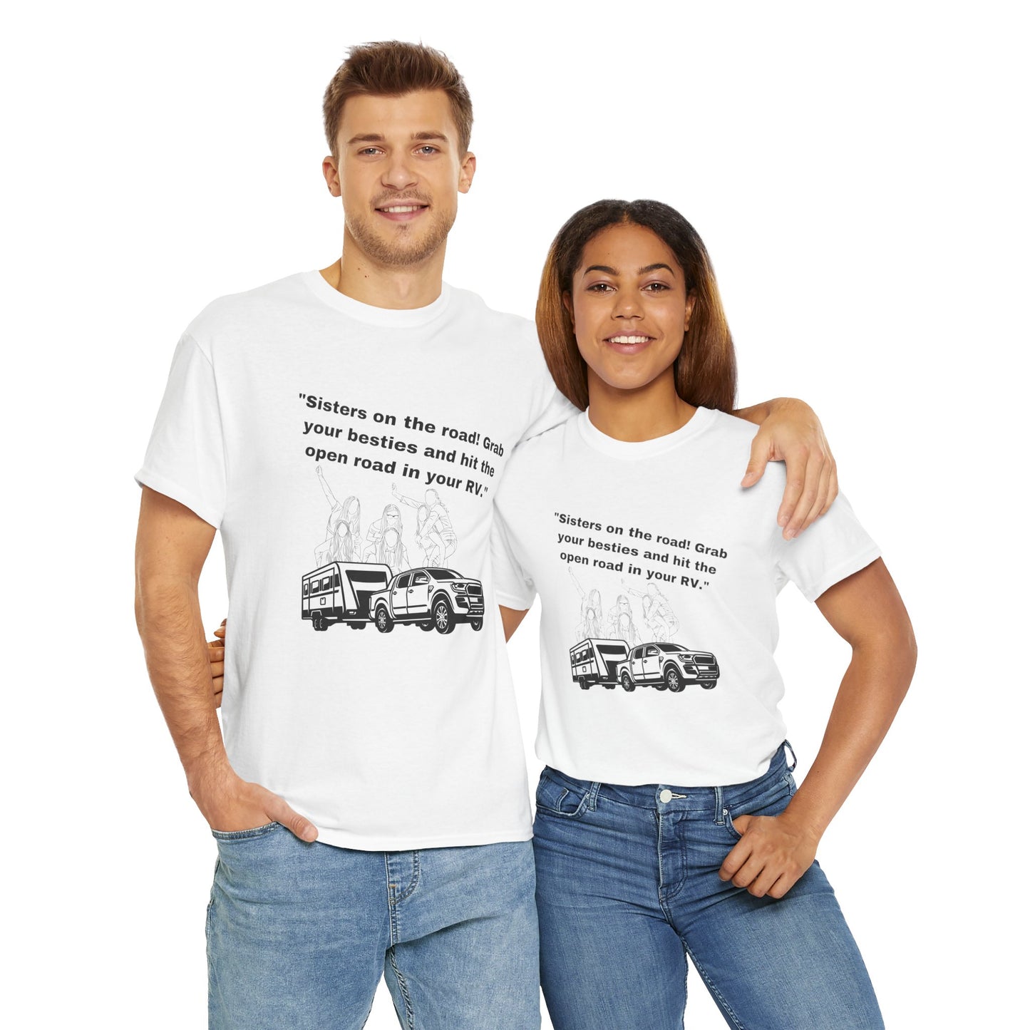 Sisters on the Road Light Colored Unisex Heavy Cotton Tee