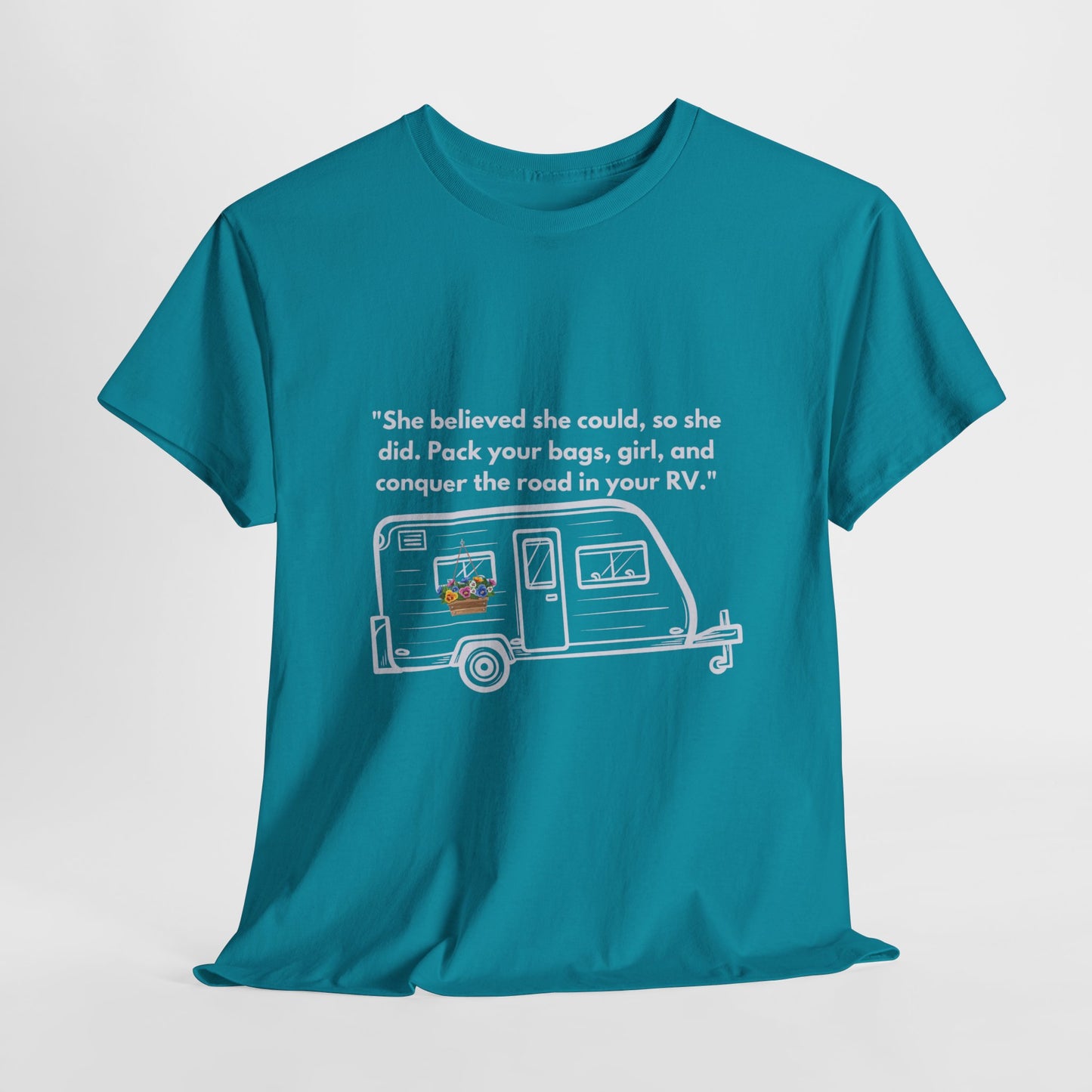 She Believed She Could Go RVing Solo Dark Colors Unisex Heavy Cotton Tee