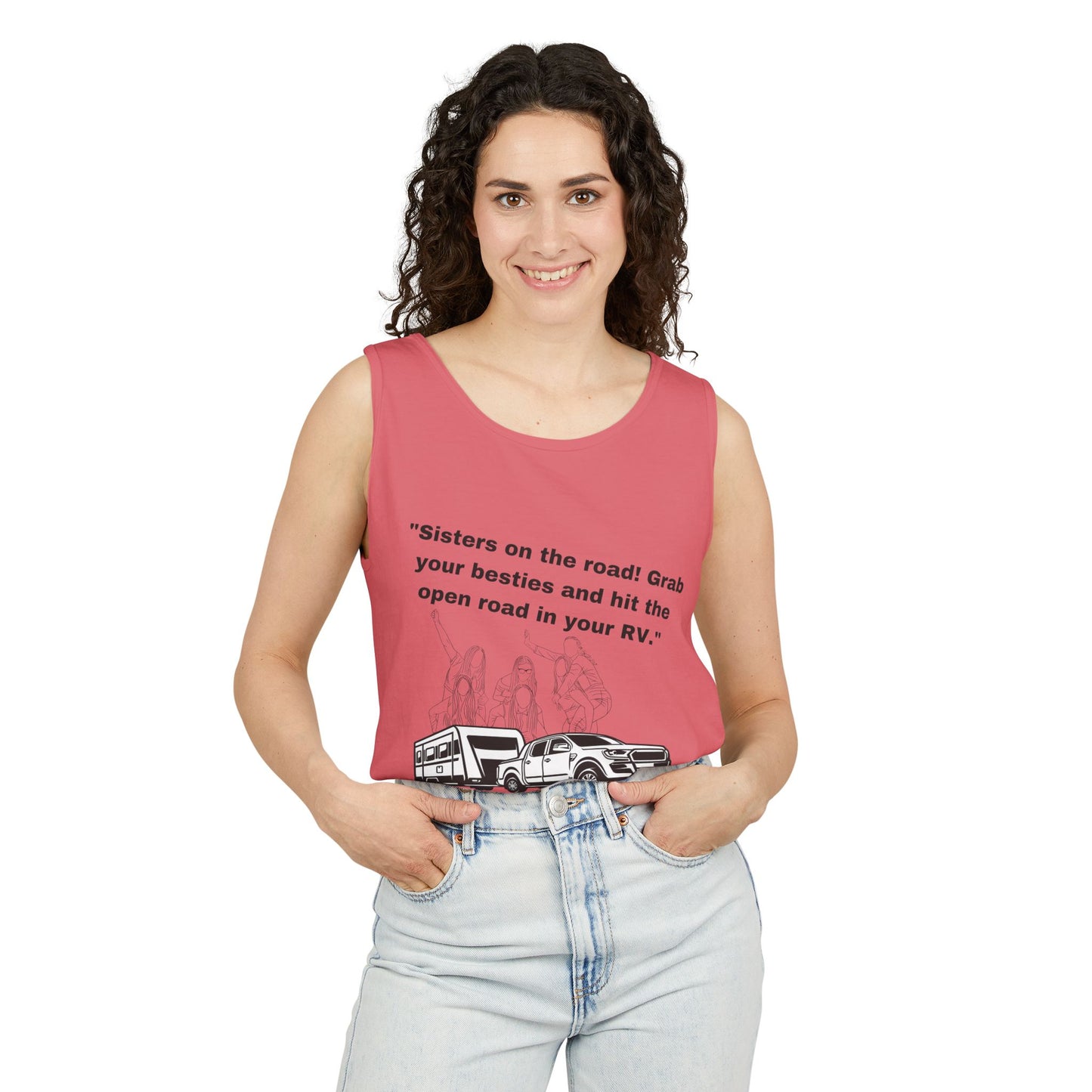 Sisters Hit the Road RVing Unisex Garment-Dyed Tank Top