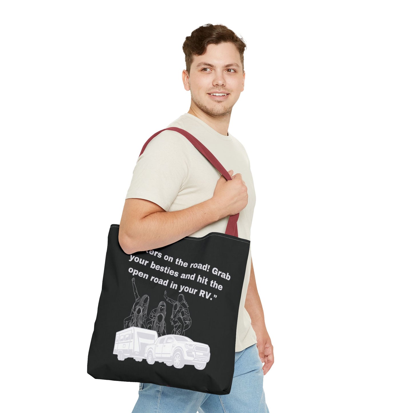 Sister on the Road RVing Black Tote Bag (AOP)