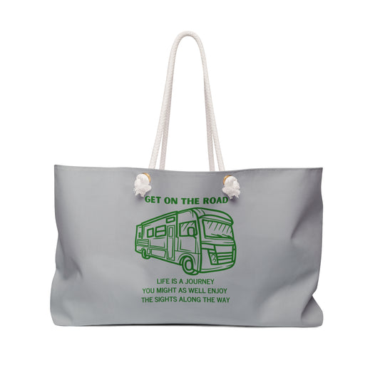 Get on the Road - Life is a Journey Gray Weekender Bag