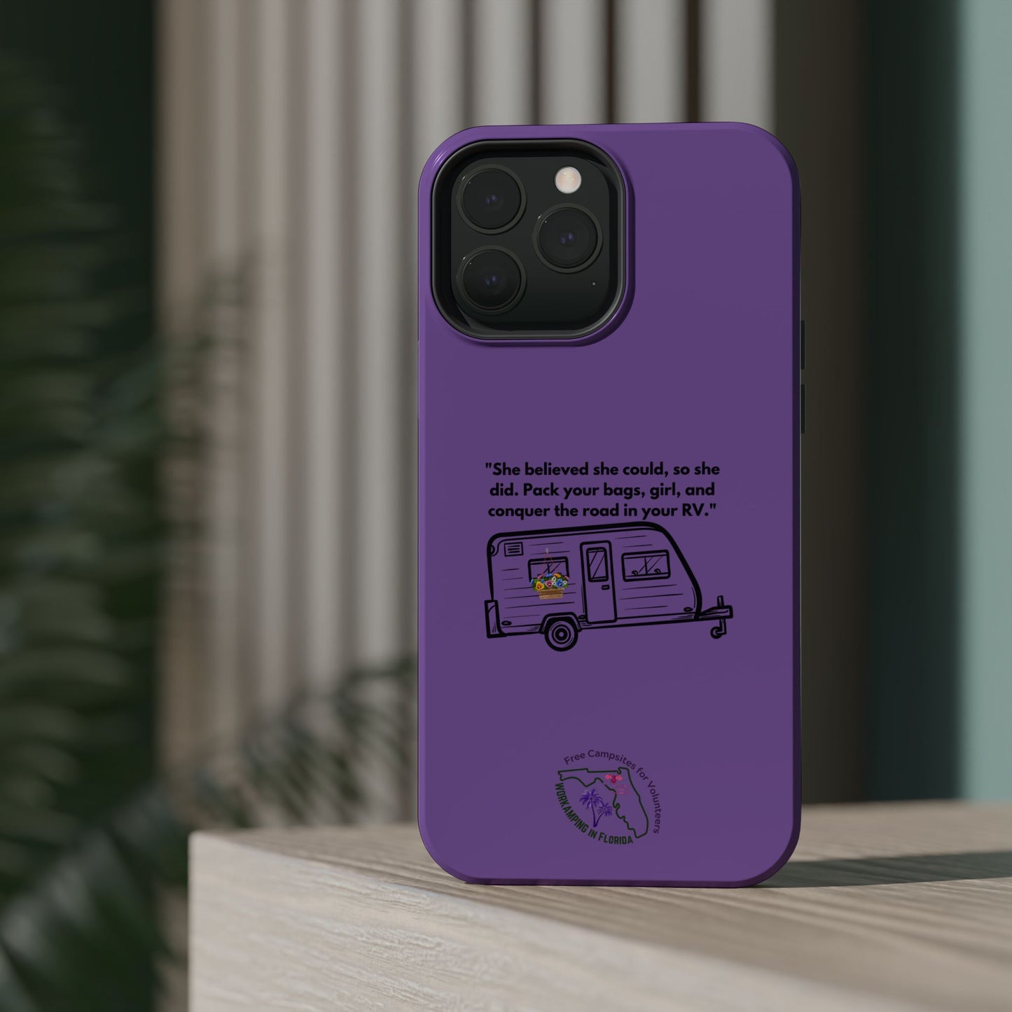 She Believed She Could Go RVing Purple Magnetic Tough Cases