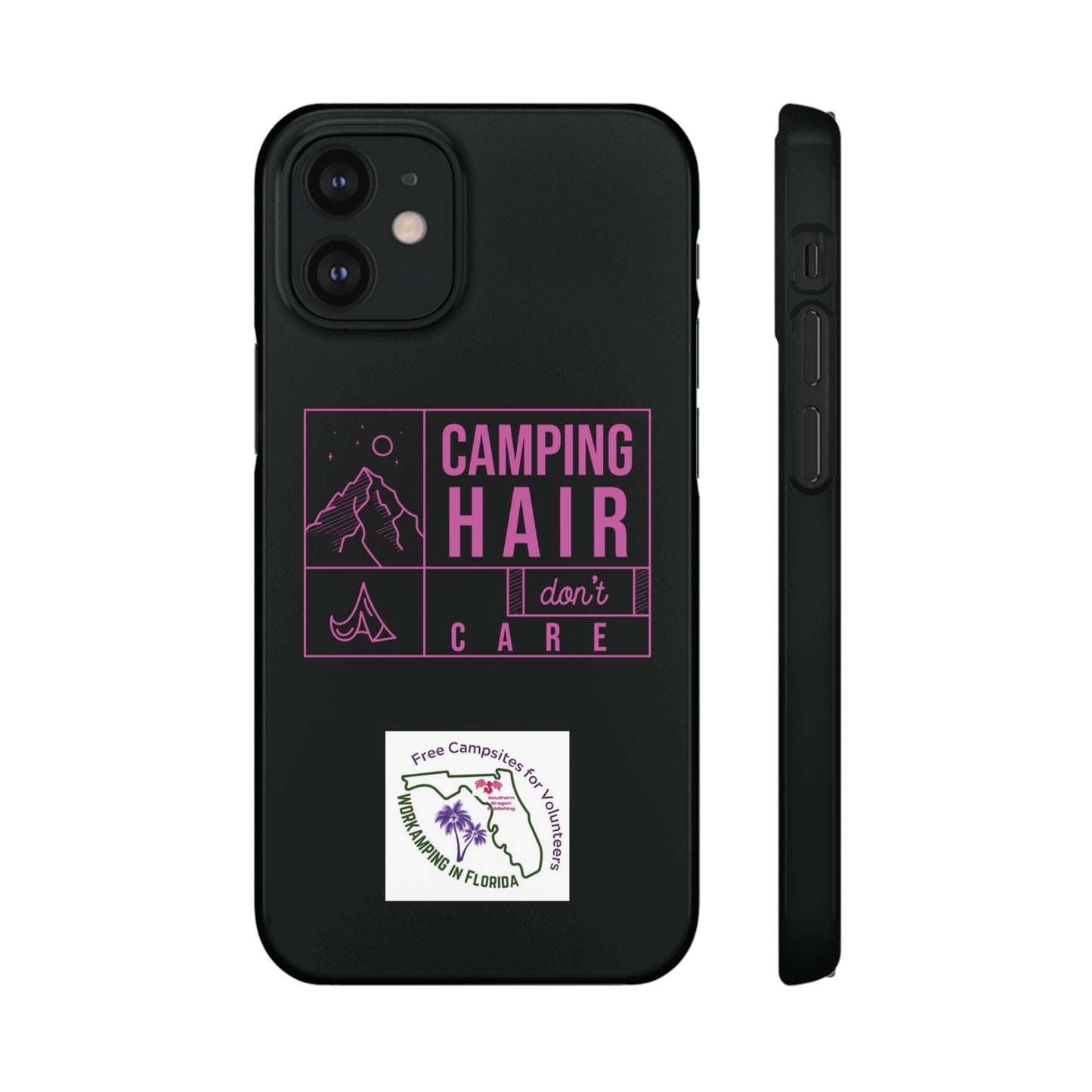 Camp Hair Dont Care iPhone and Samsung Black Cellphone Snap Cases