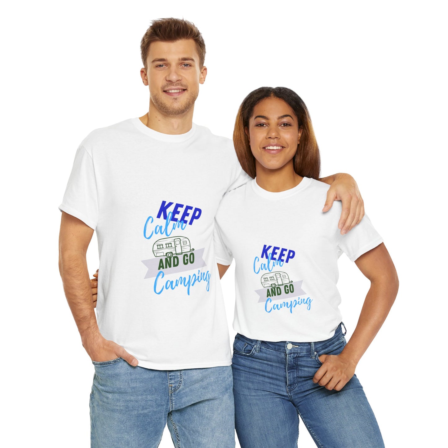 Keep Calm and Go Camping Unisex Heavy Cotton Tee